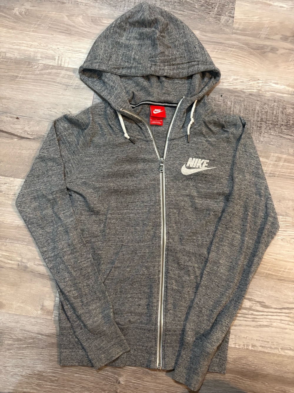 Nike Gym Vintage Full Zip Hoodie Heather Gray Womens Size S